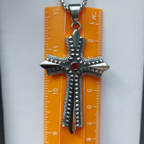 Black Gun Cross Pendant Necklace in 3mm x 24 in. - Picture 12 of 12